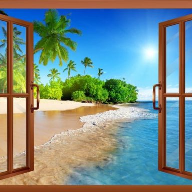 Beautiful Landscape of Palm Tree on the Beach