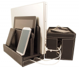 Leatherette Multi-Charger and Cord Cubby Combo