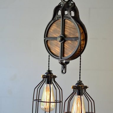 Black Wood and Steel Barn Pulley