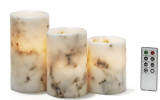Black and White Marble Flameless Pillar Candles