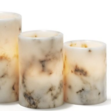 Black and White Marble Flameless Pillar Candles
