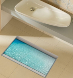 Blue Ocean Sea Bathroom Floor Stickers Shower Bath Mats Rugs