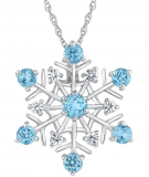 Blue Topaz and White Sapphire Snowflake Pendant