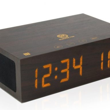 Bluetooth Wireless Stereo Speaker Wooden Alarm Clock