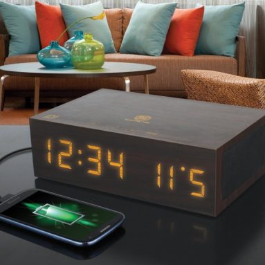 Bluetooth Wireless Stereo Speaker Wooden Alarm Clock