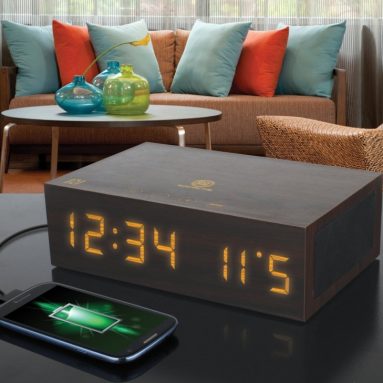 Bluetooth Wireless Stereo Speaker Wooden Alarm Clock