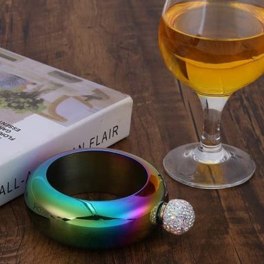 Bracelet Flask Rhinestone Lid 304 Stainless steel Flask Bangle