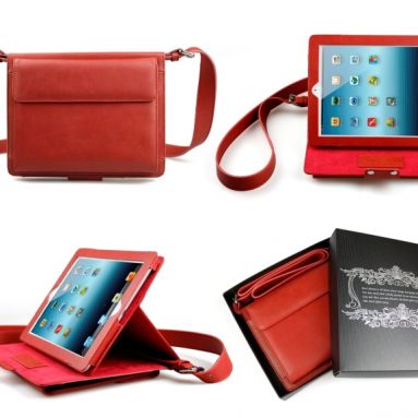 Brazilian Buffalo Leather Shoulder Bag Case (iPad 2 / iPad 3 / iPad 4, Red)