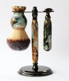 Buckeye Burl Shave Set with ‘Travel to Jupiter’ Resin