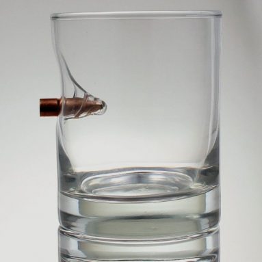 Bulletproof- Rocks Glass with Real Bullet