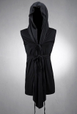 ByTheR Men’s Mesh Layerd String Detail Dark Gothic Sleeveless Hooded Cardigan