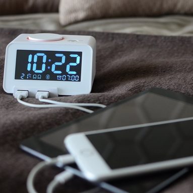 Alarm Clock Bluetooth Speaker Dual Port USB Charging Station Phone Charger