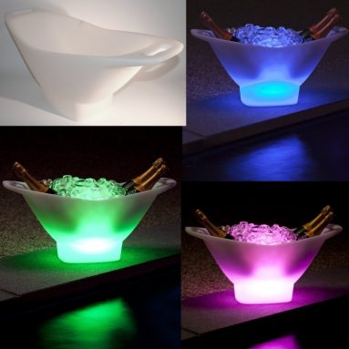 CHAMPAGNE Ice Bucket and Wine Cooler with cordless LED