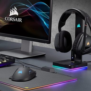 CORSAIR ST100 RGB – Premium RGB Gaming Headset Stand with 7.1 Surround Sound Headphone Audio