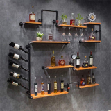 Cabinet Wood Wine Bottles and Glasses Holder