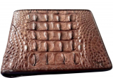 Caiman Crocodile Skin Hornback Bifold Wallet Brown