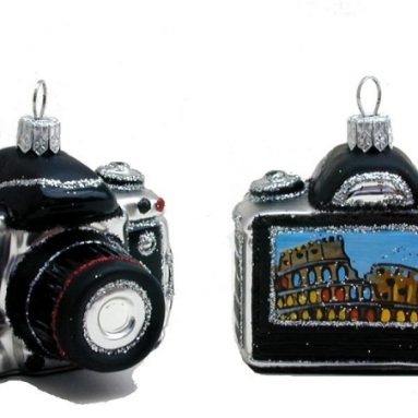 Camera Blown Glass Christmas Ornament