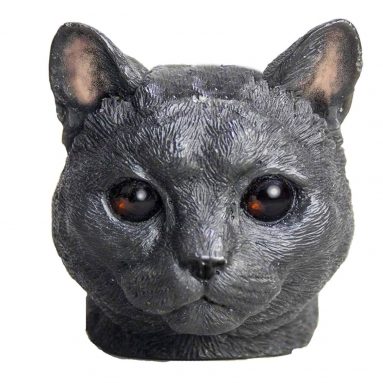 Candle American Shorthair Black Cat Inlaid Glass Eyes