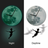 Cartoon Boy Moonlight Wall Pendulum Clock Luminous Glowing Home Decor