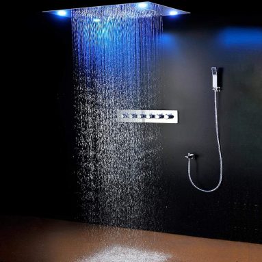 Cascada Luxurious Recessed Large 23″ x 31″ LED Waterfall Rainfall Shower