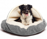 Cave Hamburger Pet Bed with Sherpa Interior & Plush Fur Interior