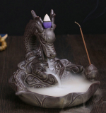 Ceramic Art Craft Carp Dragon Smoke Backflow Incense Burner Holder