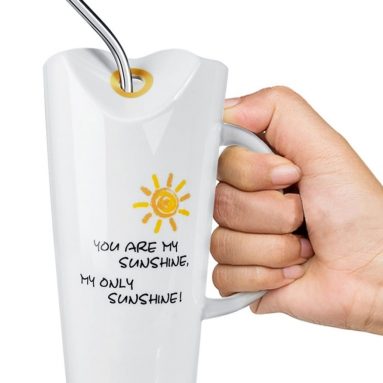 Ceramic Mug with Stainless Steel Straws