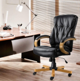 Chair Traditional Executive Desk Chair with Solid Wooden Arm and Base