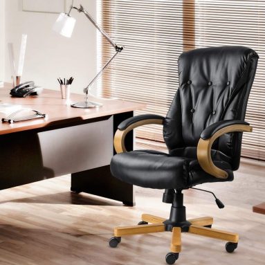Chair Traditional Executive Desk Chair with Solid Wooden Arm and Base