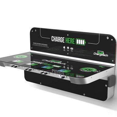 ChargeTech Wall Mounted Power Shelf Charging Station w/ 8 High Speed Cables for All Devices
