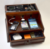 Charging Station Mahogany Wood Finish