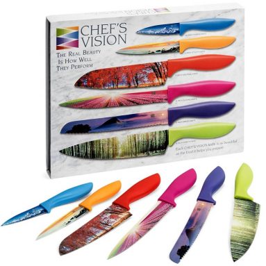 Chef’s Vision 6 Piece Color Landscape Kitchen Knife Set