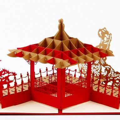 Chinese Pavilion 3D Pop Up Greeting Card Handmade