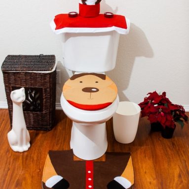 Christmas Bathroom Toilet Cover and Rug Set