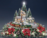 Christmas Village Floral Centerpiece with Lights Music and Motion