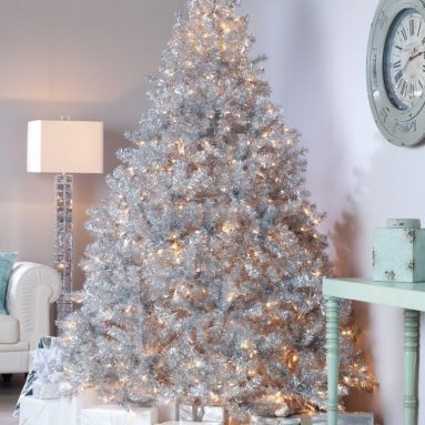 Classic Tinsel Full Pre-lit Christmas Tree with Clear Lights