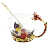 Clear Glass Tea Cups & Spoon