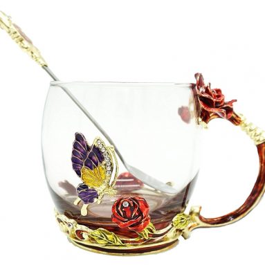 Clear Glass Tea Cups & Spoon