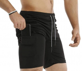Men’s Workout Running 2 in 1 Shorts Training Gym 7″ Short with Pockets