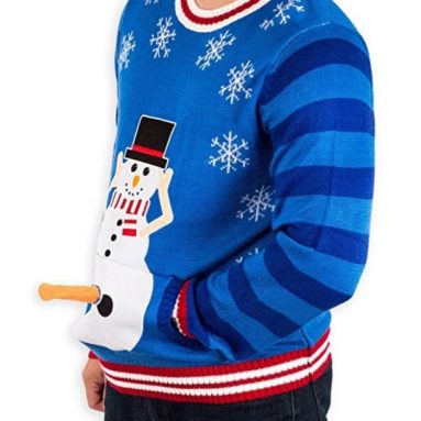 Men’s Excited Snowman Ugly Funny Christmas Sweater