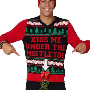Kiss Me Mistletoe Light Up Ugly Christmas Sweater