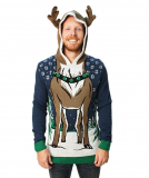 Ugly Christmas Sweater Men’s Hooded Reindeer Sweater