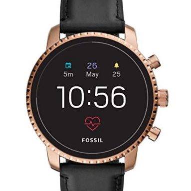 Fossil Men’s Gen 4 Explorist HR Stainless Steel and Leather Touchscreen Smartwatch