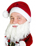 Beard Head Red Santa Claus Mens Pointed Hat and Knitted Beard