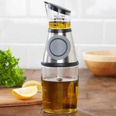 Press-and-Measure Oil & Vinegar Dispenser with Measurer Oil Bottle