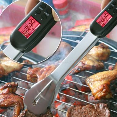 Digital Meat Thermometer Barbecue Tongs with Flashlight