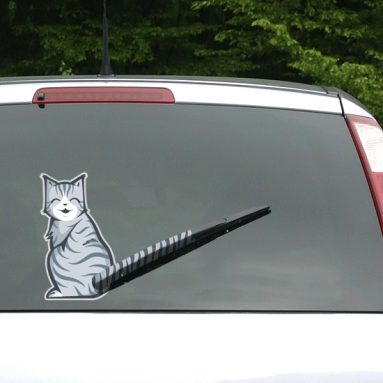 Moving Tail Kitty Car Decal