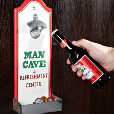 Man Cave Beer Bottle Opener with Cap Catcher