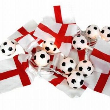 Black & White Footballs with 9 St George Flags String Light