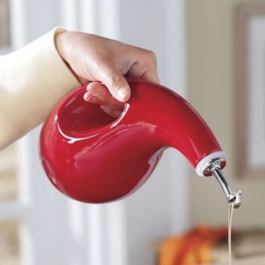 Stoneware Red EVOO Dispensing Bottle with Funnel